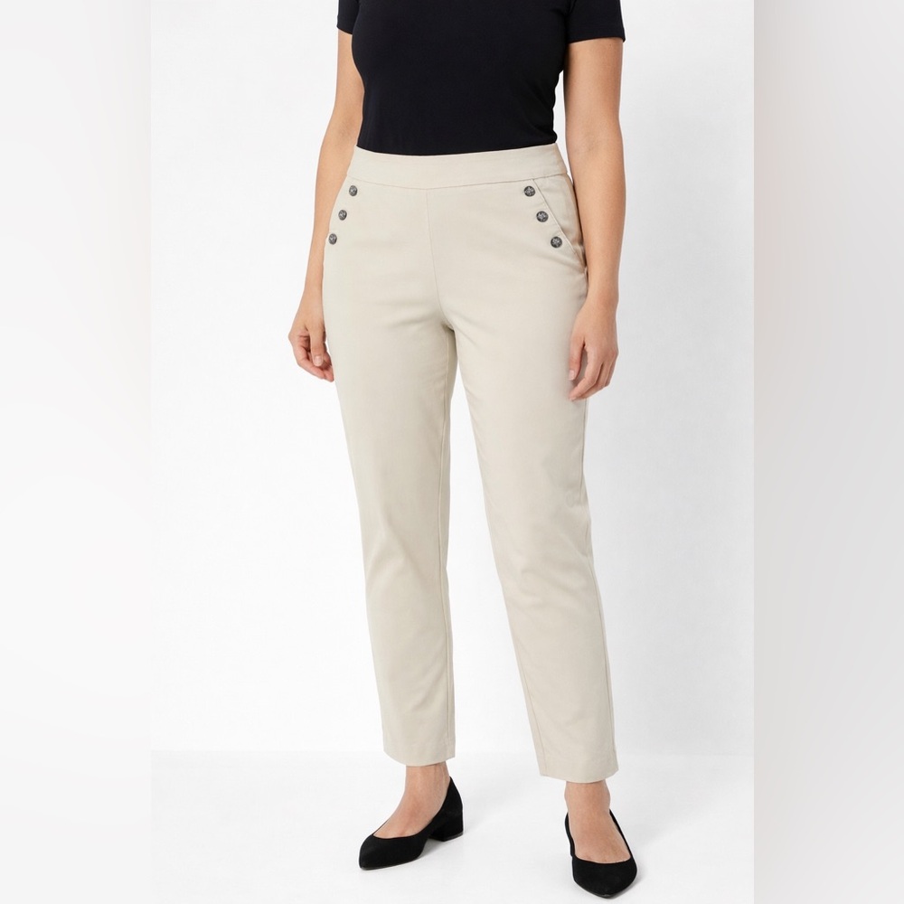 JNY Jones New York Sailor Pull on Ankle Cream Pants Women's Size 12